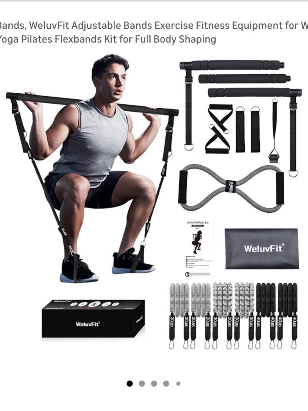 Black Adjustable Resistance Bands Home Workout Kit